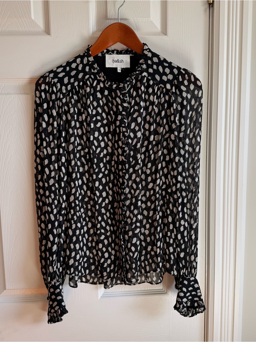 ba&sh Dot Print Ruffle Blouse 🖤